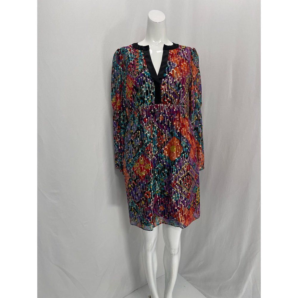 Anthropology Phoebe Couture Multicolored Silk / Lurex Boho Dress Size 6 Nwt